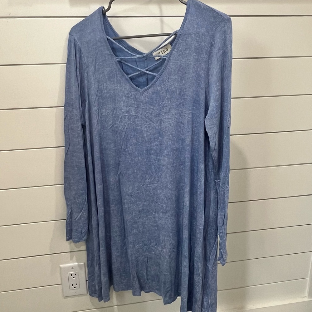 C’isa Blue v neck dress